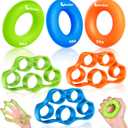 Pnrskter Hand Grip Strengthener, Finger Exerciser, Grip Strength Trainer (6 PCS),New Material,Forearm Grip Workout, Finger Stretcher, Relieve Wrist Pain, Carpal Tunnel, Trigger Finger, Mallet Finger and More.