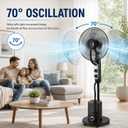 16" Misting Standing Fan for Bedroom, 70 Oscillating Pedestal Fan, 3 Speeds, AC Copper Motor, 4L Independent Humidifier, Anti-Dry Burn, and Wheels, Quiet Floor Fan for Home, Office, Bedroom