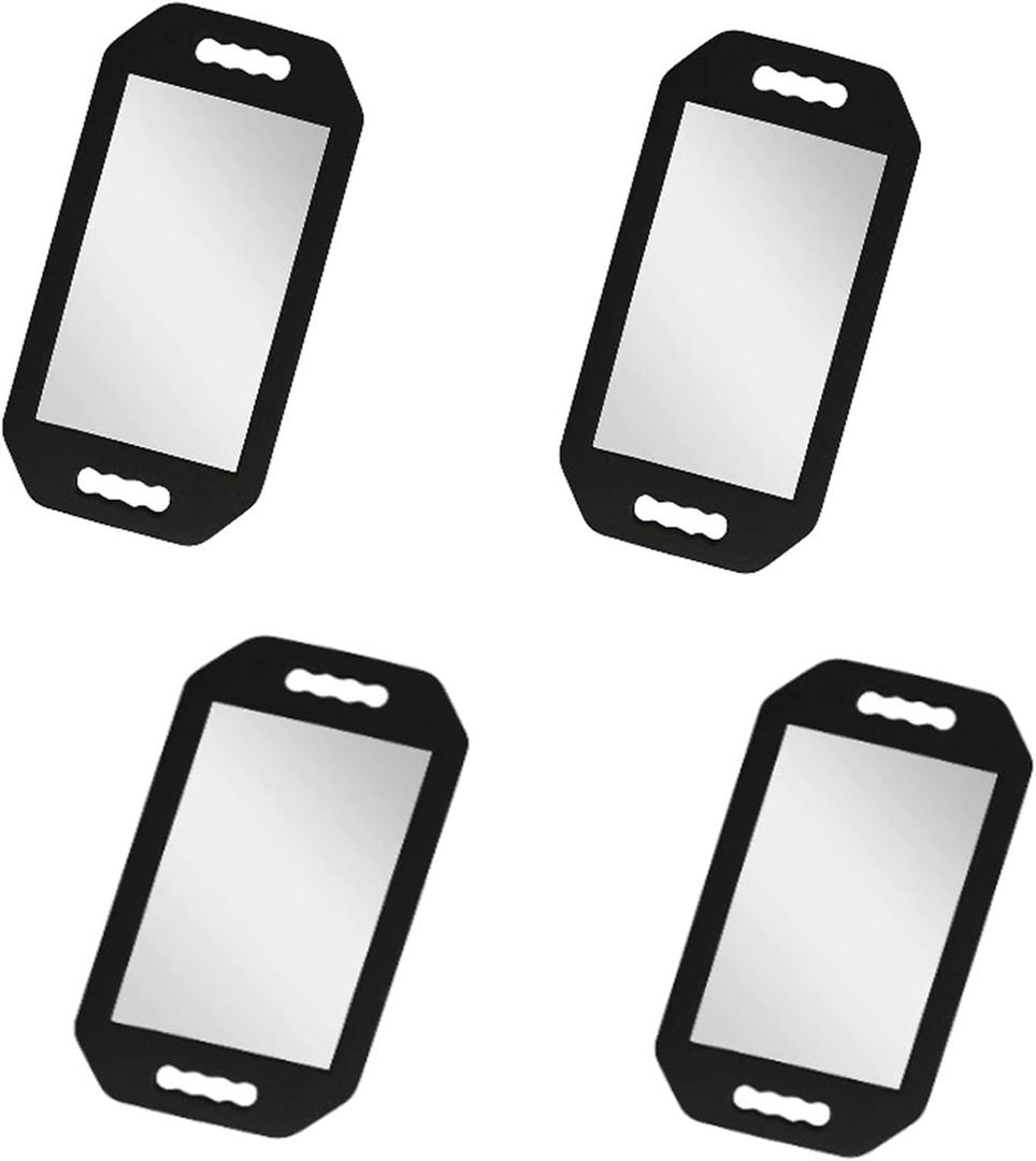 4 Pack Barber Mirror Handheld Foam, Hair Salon Large Hand Mirror with Double Handle, Square Foam Mirrors Barber Accessories, Barbershop Handheld Mirror, Barber Supplies Black