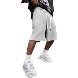 SHENHE Men's Baggy Sweat Shorts Wide Drawstring Waist Streetwear Shorts (Gray, XL)