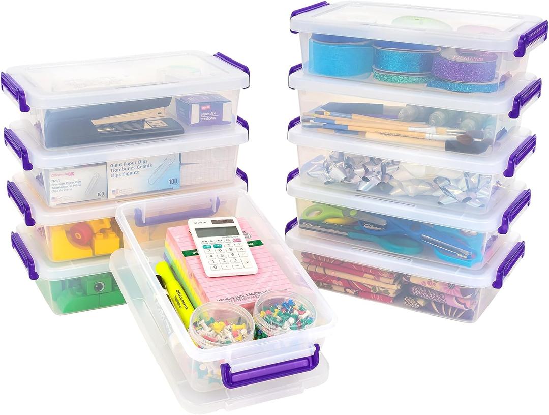 IRIS USA 3 Qt. Plastic Storage Bins with Lids, 10 Pack, Craft Storage Container, Sensory Bin, Organizing Containers for Home, Office & Art Supplies, Stackable, Clear