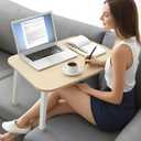 Foldable Laptop Desk for Bed, Bed Laptop Table, Foldable Portable Lap Bed Tray, 23.6 Inch Floor Table for Drawing, Reading and Writing, Oak