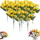 Artificial Mums for Outdoors, Waterproof & Windproof Faux Fall Flowers, Vibrant, Realistic & Low Maintenance, No Fading, for Outdoor Planters Porch Garden Patio (#5,10 Bundle)