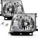 For 1997 1998 1999 2000 Toyota Tacoma Headlight Headlamp Assembly Compatible with 97-00 Toyota Tacoma Head Lights Replacement L+R Chrome Clear w/Bulbs