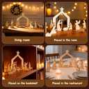 13 Pcs Wooden Nativity Scene Set Figures,Holy Family with Wooden Arched Stable and Figurines Including Baby Jesus, Mary, Joseph and More, Wood Religious Collections for Indoor Home Tabletop Decor