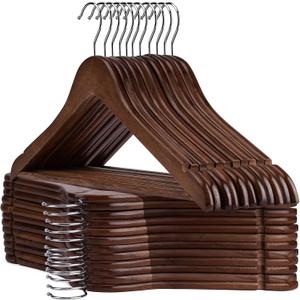Wooden Hangers - 20 Pack - Clothes Hanger for Daily Used,Heavy Duty Wood Hangers with Precisely Cut Notches,Coat Hanger for Closet, Clothes Hangers for Shirt Suit Dress (Walnut)