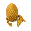 MunnyGrubbers - Small 12" Crystal Dragon Fidget Toy with Surprise Egg - Heavy Duty - 3D Printed Flexible Articulating Plastic Collectible Figurine - (Gold)