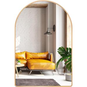 15x18 inch Gold Arched Mirror for Bathroom Vanity Mirror or Wall Decor Arch Mirror Brushed Metal Frame Wall Mounted Mirror for Bathroom LivingRoom Bedroom Entryway (18"L x 15"W)
