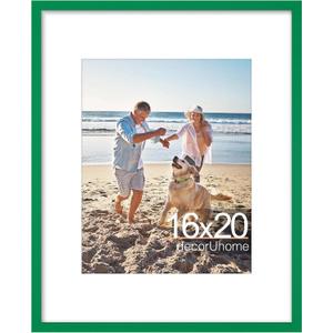 decorUhome 16x20 Picture Frame, Display Pictures 11x14 with Mat or 16x20 without Mat, Wall Hanging Poster Frame, Green, 1 Pack