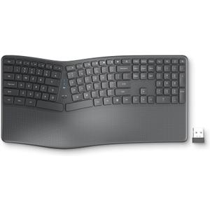 Ergonomic Wireless Keyboard with Wrist Rest, 2.4G Full Size Split Ergo Keyboard with Wave Keys, Comfortable Natural Typing for Windows Computer Desktop Laptop