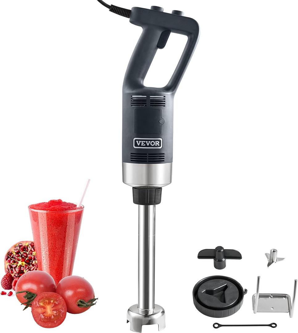 VEVOR Commercial Immersion Blender, 750W 12" Heavy Duty Hand Mixer, Variable Speed Kitchen Stick Mixer with 304 Stainless Steel Blade, Multi-Purpose Blender for Soup, Smoothie, Puree, Baby Food