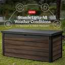 Keter Signature Collection 150 Gallon Resin Deck Box Organization and Storage for Patio Outdoor Cushions, Throw Pillows, Garden Tools and Pool Supplies, Rosewood
