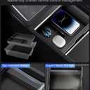 9PCS Center Console Organizer Tray for Tesla Model 3 Accessories 2024 2025 2026 [Premium PC + Silent Silicone Liner] Bottom Liners Armrest Privacy Hidden Storage Cup Holder Wireless Charging Pad