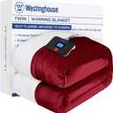 Westinghouse Electric Blanket Twin, Heated Blanket Twin Size with 10 Heating Levels and 1 to 12 Hours Heating Time Settings, Flannel to Sherpa Reversible, Machine Washable (62" x 84", Red)
