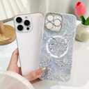 BITOBE Designed for iPhone 16 Pro Case Silver Butterfly Design, Slim Shiny Glitter Shockproof Bumper Compatible with Magsafe Charging with Camera Protection for Women Girls Men 6.3"- Silver