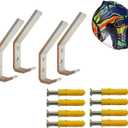 Deloky 4 Pack Motorcycle Helmet Holder Hook -Jacket Bags Wall Mount Cloth Display Rack Hook with Mounting Screws (4pcs Hook+ 8pcs Screws)