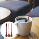 Unomor 3Pcs Long Handle Wooden Coffee Spoon Set Small Wooden Stirring Spoons for Coffee Tea Honey and Dessert Mixing Natural Material