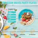 72 Pcs Ocean Waves Paper Plates Disposable Beach Party Birthday Dessert Plates Napkins Forks Tableware Set Summer Pool Party Decoration Supplies for Baby Shower Blue Ocean Hawaiian Birthday, Serve 24