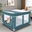 Dog Kitten Playpen with Cover, 42x42 x25.5 Puppy Playpen for Small Pet with See-Through Topper Proof, Green