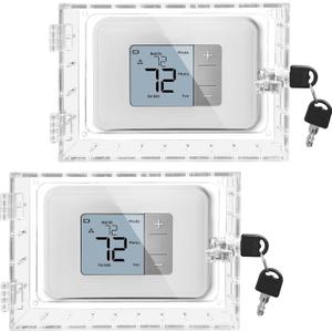 2PCS Large Thermostat Lock Box Cover with Key,Clear Thermostat Cover with Lock Fits Honeywell Thermostat On Wall,AC Lock Box Cover with Key Fits Thermostats 6.5" W x5.0 H or Smaller