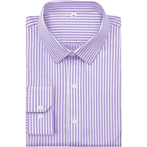 Grade 4 Wrinkle-Resistant Long Sleeve Striped Button-Down Shirt for Men Mens Dress Shirts (XX-Large, 00115-purple)