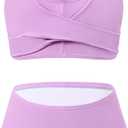 Century Star Girls Swimsuits for Teens Bikini 2026 Solid Teen Bathing Suits Adjustable Straps Swimwear Padded 8-15 Years (Purple, M)