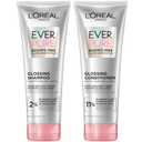 L'Oreal Paris Glossing Sulfate Free Shampoo and Conditioner Set with Glycolic Acid, Hair Care for Lasting Shine and Smoothness for Dull, Dry Hair, EverPure, 1 Kit