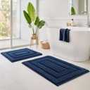 GRANNY SAYS Bathroom Rugs Sets 2 Piece, Soft Bath Mats for Bathroom, Bath Rugs Non Slip Washable, Absorbent Bath Rug for Tub, Shower and Toilet, Bathroom Mat Set (Blue, 20" x 32" + 16" x 24")