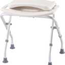 Folding Bath Seat with Back Support, Portable Shower Bench, White