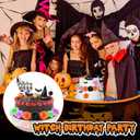 Geelin 38 Pcs Witch Theme Party Supplies Pink and Green Witch Hat Birthday Cake Topper Halloween Mini Broom and Artificial Rose Head Bat Bow Cake Decorations for Women(Bat)