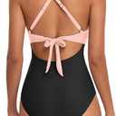 Eomenie Women's One Piece Swimsuits Tummy Control Cutout High Waisted Bathing Suit Wrap Tie Back 1 Piece Swimsuit (Medium, Black Pink)