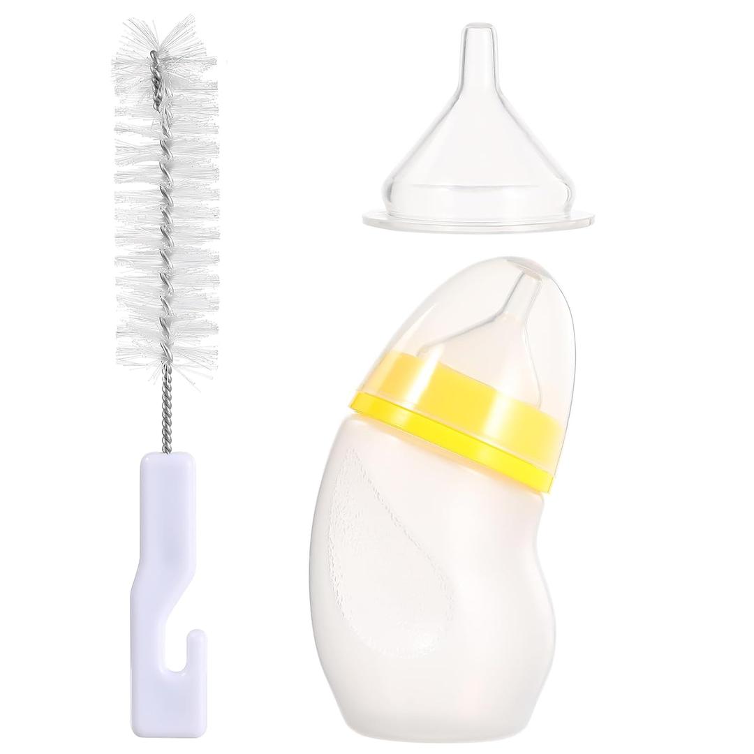 ULTECHNOVO Puppy Bottle 180Ml Curved Neck Pet Feeding Bottle with Non-Slip Design Cleaning Brush Replacement for Newborn Puppies Kittens Cats