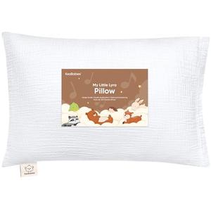 KeaBabies Toddler Pillow with Pillowcase – 13x18 Soft, Breathable Organic Cotton Muslin Kids Pillow for Sleeping, Travel, Preschool Nap, Small Bed, Toddler Age 2 Year Old to 5 (Soft White)