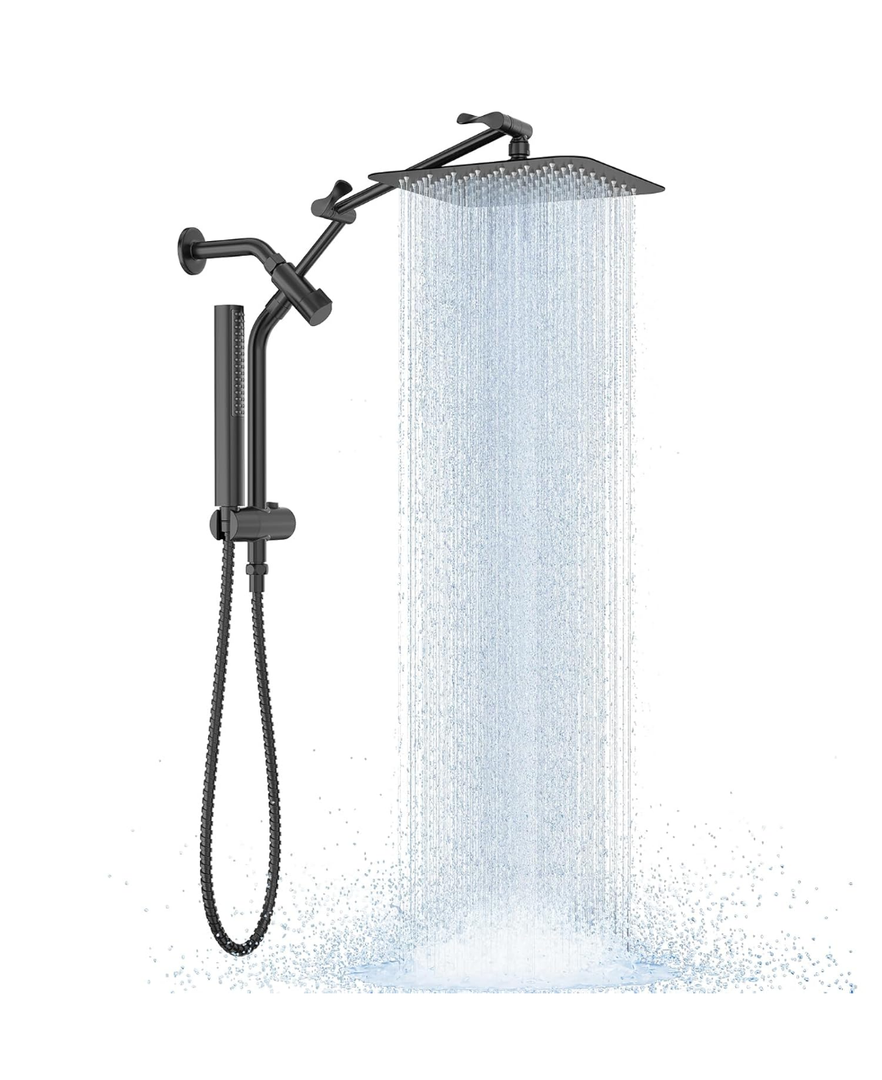 Veken Shower Head, 10'' Luxury All Metal Rain Shower Heads with Handheld Spray Combo, Hand Held Bathroom Combo with Adjustable Extension Arm, Bathroom Accessories, Dual Rainfall Showerhead Chrome