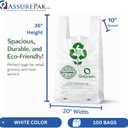 White Reusable LDPE Bags, 20" x 10" x 36", 57 Micron, 100 Count, Super Jumbo