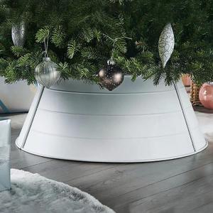 SUNNYPARK Metal Christmas Tree Collar Decoration, 23 Inches Diameter Indoor Outdoor White Tree Collar for Artificial Trees Christmas Tree Ring for Holiday Party Decoration, Large