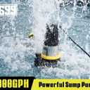 Sump Pump Submersible 7000GPH Stainless Steel Water Pump for Pool Draining 1.5HP Utility Pump with Adjustable Float Switch 16FT Power Cord for Flooded House Sump Pit Pond Remove Water