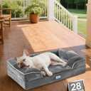 OhGeni Orthopedic Dog Bed Couch Cat Sofa for Medium Sized Pets with Memory Foam, Machine-Washable Waterproof Removable Cover, Soft Comfortable Fabric, 28-inch (Gray)