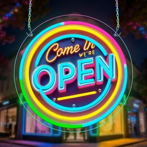 Neon Open Sign for Business, 13 * 13'' Colorful Adjustable Brightness Come in Were Open Sign for Business Walls Window Party Bar Salon Shop Hotel