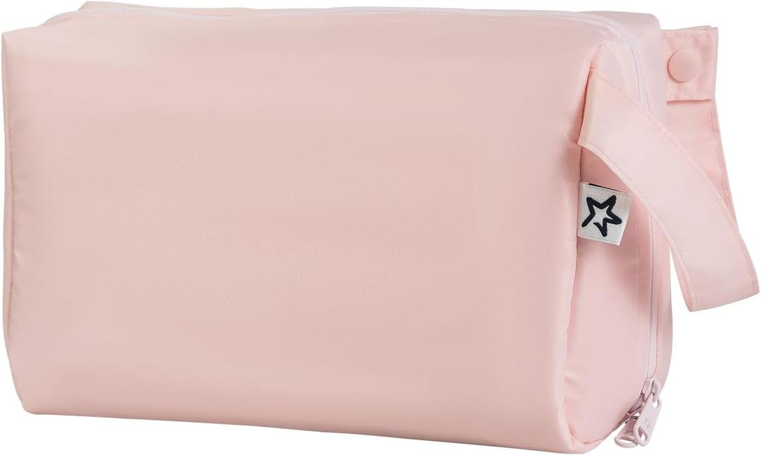 Tiny Twinkle Waterproof Travel Toiletry & Makeup Bag Organizer | Makeup Pouch with Multiple Compartments & Snap Handle for Travel | Gift for Teen Girls and Women (Rose)