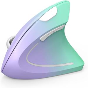 TECKNET Vertical Mouse, 4800 DPI Ergonomic Wireless Mouse, Arm Protection, Wireless Mouse 6 Buttons for PC, Mac, Green Purple