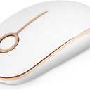 VssoPlor Wireless Mouse, 2.4G Slim Portable Computer Laptop Mouse with Nano Receiver Quiet Silent Optical Mice for Notebook, PC, Laptop, ComputerWhite and Gold
