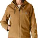 Carhartt Women's Loose Fit Washed Duck Sherpa Lined Jacket (Medium, Brown)