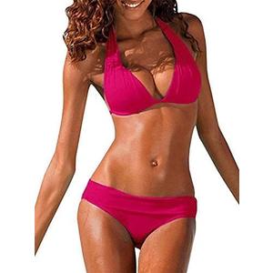 Womens Halter Padded Top Push up Bikini Set Two Piece Bathing Suit S
