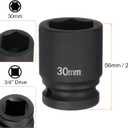 HARFINGTON 6-Point Impact Socket 3/4" Drive 30mm Metric 40Cr Alloy Steel Spindle Axle Nut Impact Socket