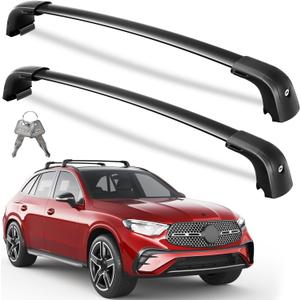 Wonderdriver 300lbs Roof Rack Cross Bars Compatible with Mercedes Benz GLC 2023 2024 2025 2026, Heavy Duty Aluminum Lockable Roof Rails Crossbars Black Rooftop Cargo Carrier Luggage