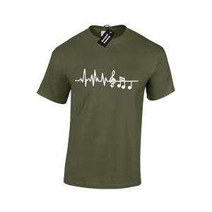 Heartbeat Music Notes Pulse Treble Clef Bass Key DJ Shirt
 - XXL