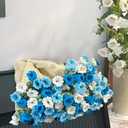 Crochet Flowers Rose Bouquet Blanket- DIY Crochet Flower Bouquet Kit[Need to Weave by Yourself] - Handmade Rose Blanket,for Home Decor100*100CM (Blue)