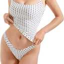 SUUKSESS Women Double Line Square Neck Tank Top Summer Y2K Going Out Basic Cami Shirt (White, S)