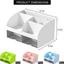 COMFYROOM Desk Organizer with 6 Compartments and 2 Drawers, Plastic Makeup Organizer, Pen Holder for Desktop Storage, Desk Organization for School, Home, Office Supplies (White)